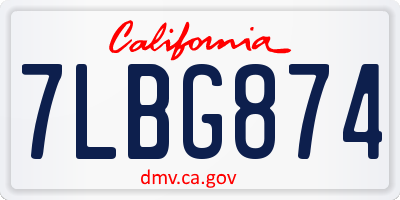 CA license plate 7LBG874