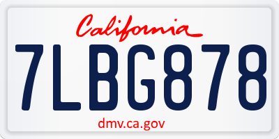 CA license plate 7LBG878