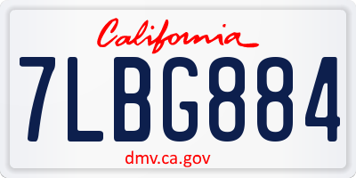 CA license plate 7LBG884