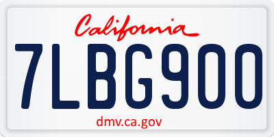 CA license plate 7LBG900