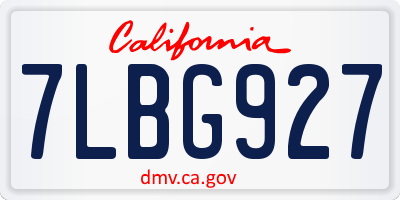 CA license plate 7LBG927