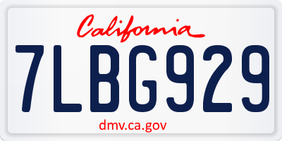 CA license plate 7LBG929