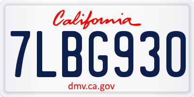 CA license plate 7LBG930