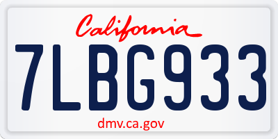 CA license plate 7LBG933