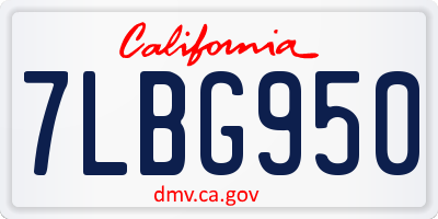 CA license plate 7LBG950