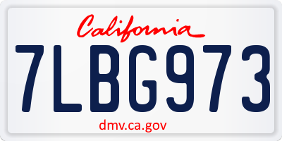CA license plate 7LBG973