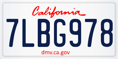 CA license plate 7LBG978