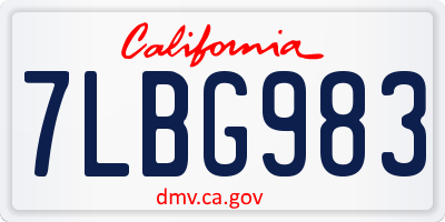 CA license plate 7LBG983