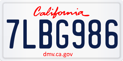CA license plate 7LBG986