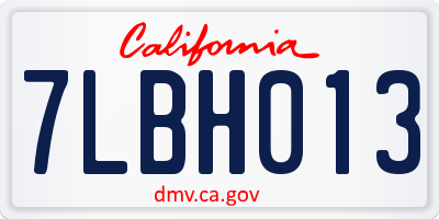 CA license plate 7LBH013