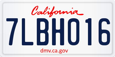 CA license plate 7LBH016
