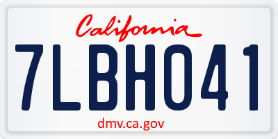 CA license plate 7LBH041