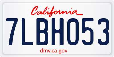 CA license plate 7LBH053