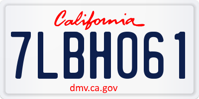 CA license plate 7LBH061