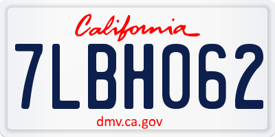 CA license plate 7LBH062