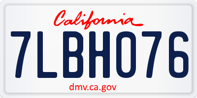 CA license plate 7LBH076