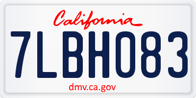 CA license plate 7LBH083