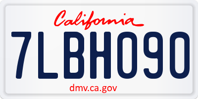 CA license plate 7LBH090