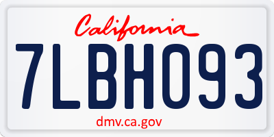 CA license plate 7LBH093