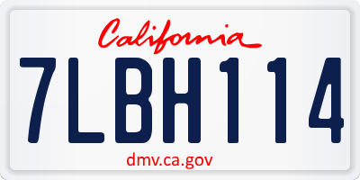 CA license plate 7LBH114
