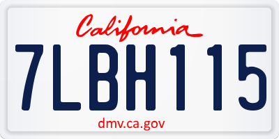 CA license plate 7LBH115