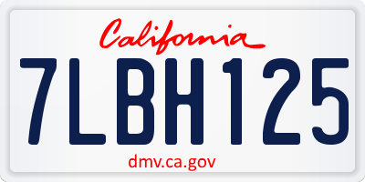 CA license plate 7LBH125