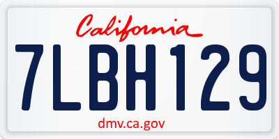 CA license plate 7LBH129