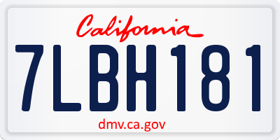 CA license plate 7LBH181