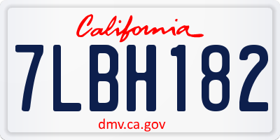 CA license plate 7LBH182