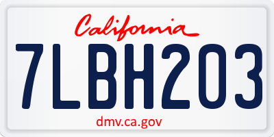 CA license plate 7LBH203