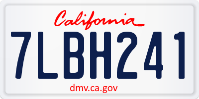 CA license plate 7LBH241