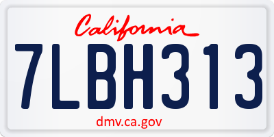 CA license plate 7LBH313