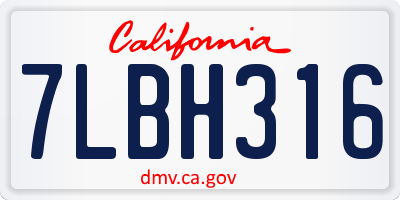 CA license plate 7LBH316
