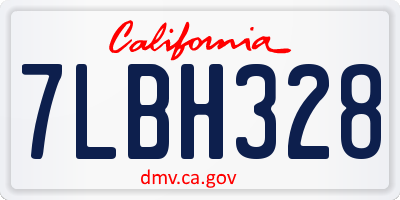 CA license plate 7LBH328