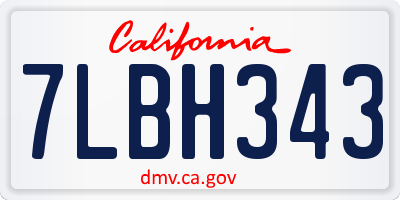 CA license plate 7LBH343