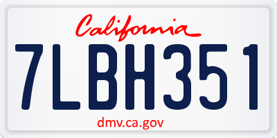 CA license plate 7LBH351