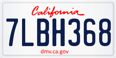 CA license plate 7LBH368