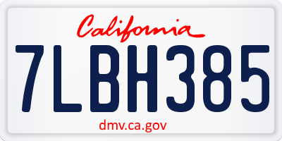 CA license plate 7LBH385