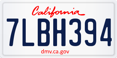CA license plate 7LBH394