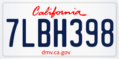 CA license plate 7LBH398