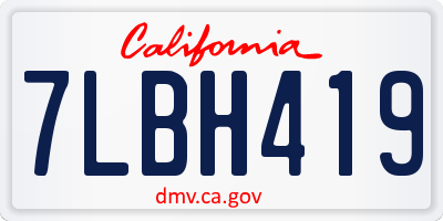 CA license plate 7LBH419