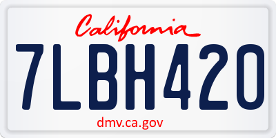 CA license plate 7LBH420