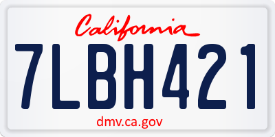CA license plate 7LBH421