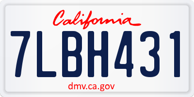 CA license plate 7LBH431