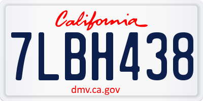 CA license plate 7LBH438