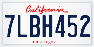 CA license plate 7LBH452