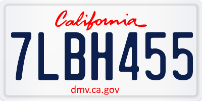 CA license plate 7LBH455