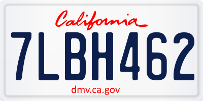 CA license plate 7LBH462