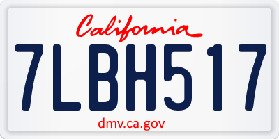 CA license plate 7LBH517
