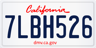 CA license plate 7LBH526